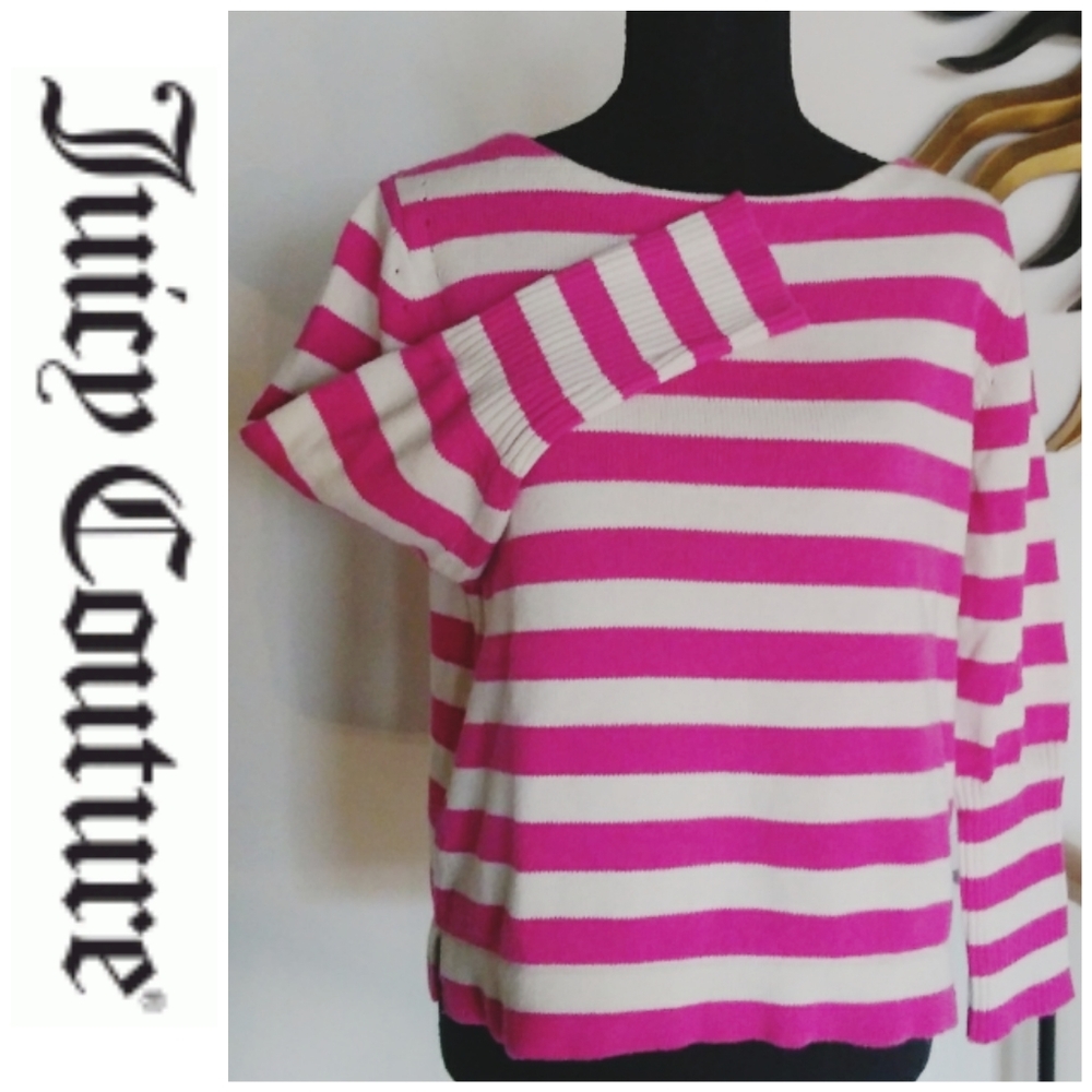 Juicy Couture | Cropped Striped Sweater Pink White